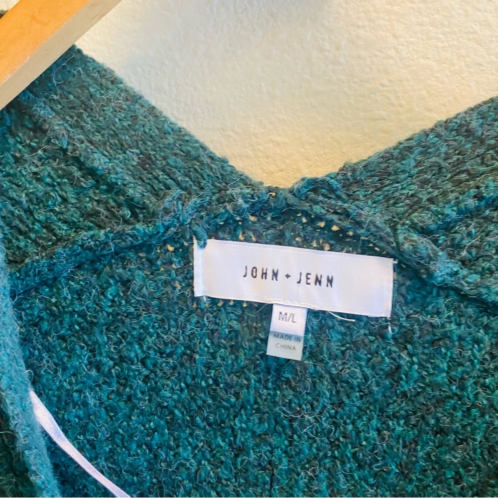 John & Jenn Manon Waffle Knit Cardigan Green Med / Large - Picture 4 of 6